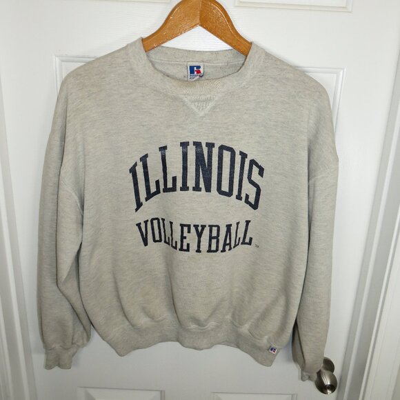 Vintage Illinois Fighting Illini Volleyball Sweatshirt Russell Made in USA XL - Picture 1 of 5